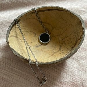 3/$10! Black and silver circle pendant necklace